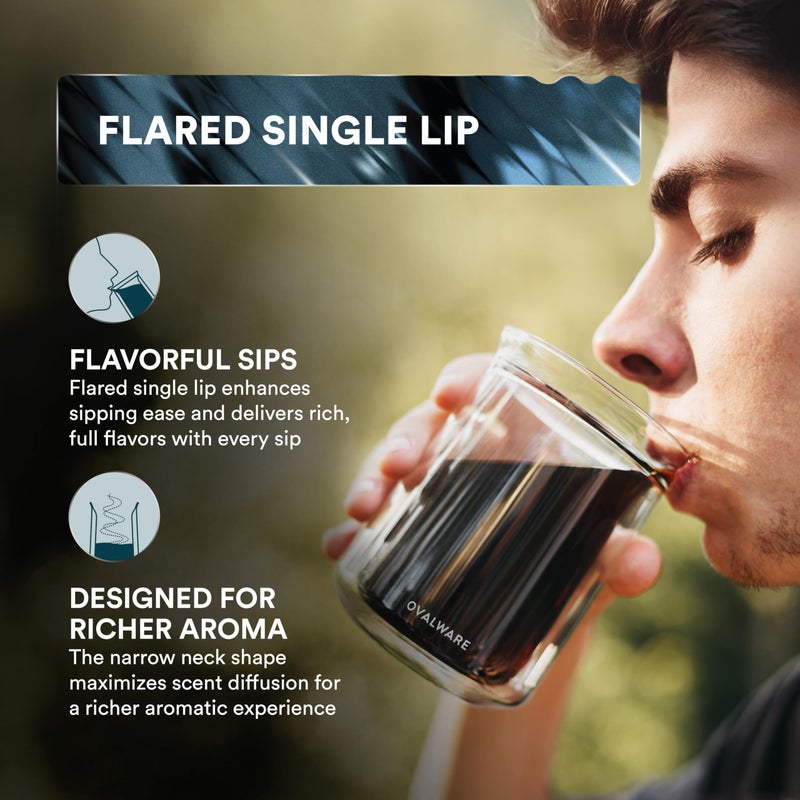 ovalware Double Wall Single Lip Insulated Glass Cup, Set of 2 (12oz / 350ml) - Borosilicate Glass For Coffee, Tea, Whiskey, Cocktails & All Beverages - Minimalistic & Durable Double-Wall Drinking Mug - Image 3